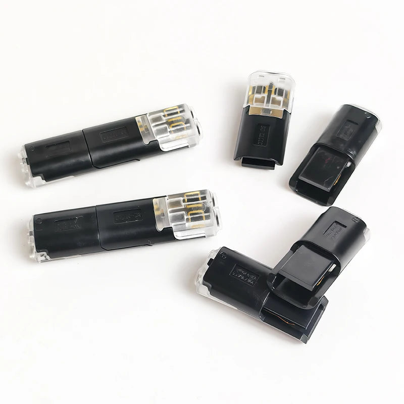 50 Pairs 2 Pin Solderless LED Wire Connector, Insulation Piercing Strip-Free Quick Plug Terminal for LED Light Cable Connection