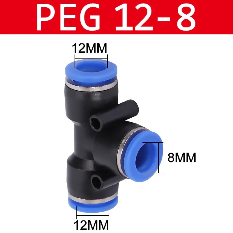 10PCS PE/PEG Plastic Quick Connector - 4-12mm Push In Fitting for Air Hose & Tube, Industrial & Home Pneumatic Systems
