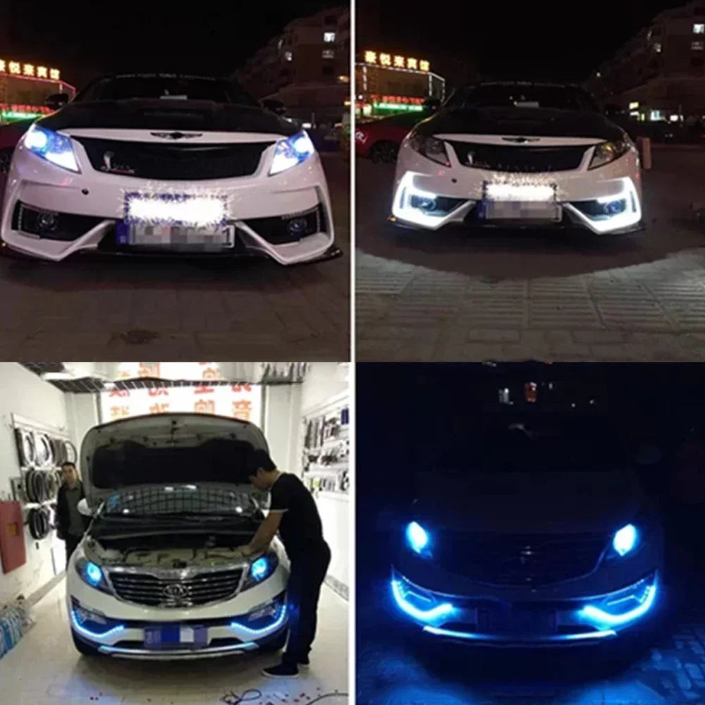 Car Led Daytime Running Light Flexible 6LED White Waterproof Driving Fog Bulbs Turn Signal Lamp Auto Styling Headlight 12V Amagi