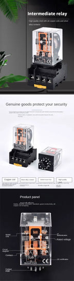 MK2P-I MK3P-I Intermediate Relay, 8/11 Pin Electromagnetic Power Relay with Copper Coil and Silver Contact AC220V DC24V