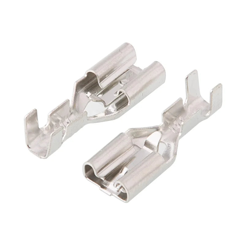 100set 6.3 Lockable spring 250 self-locking terminal switch female end with sheath DJ623-J6.3B brass tin-plated