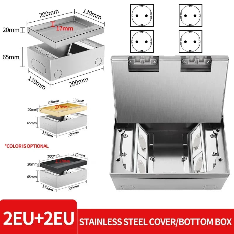 Hidden Inlaid Floor Socket: Ultra-thin Design with Built-in Multiple Power EU FR UN US AC Power Outlets and USB Charging Port