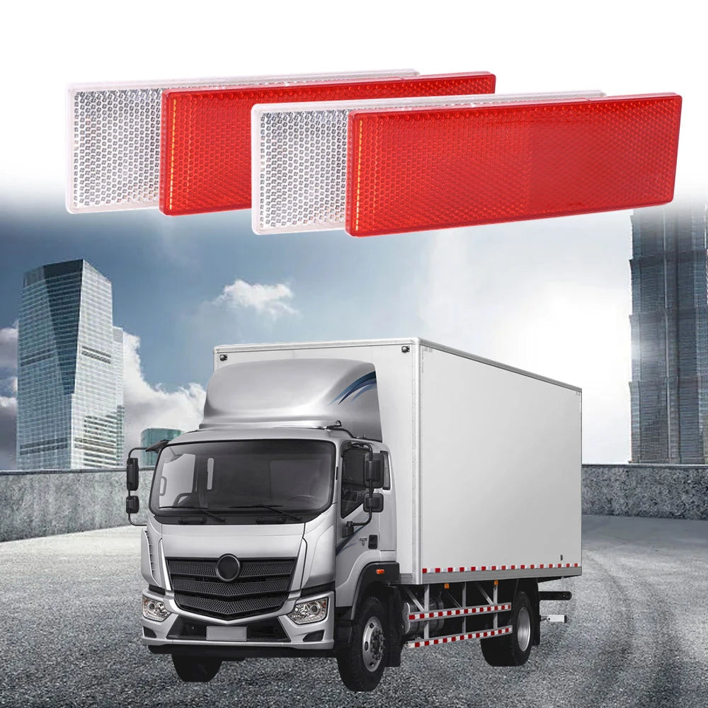 Truck Trailer Rectangle Plastic Reflector Reflective Tape Adhesive Auto Safety Night Warning Plate Stickers Car Accessories