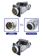 P28 Aviation Connector, Square Flange Socket, Male/Female Circular Butt Joint, 2/3/4/5/7/10/12/14/16/19/20/24 Pin, P28K2Q PLS28