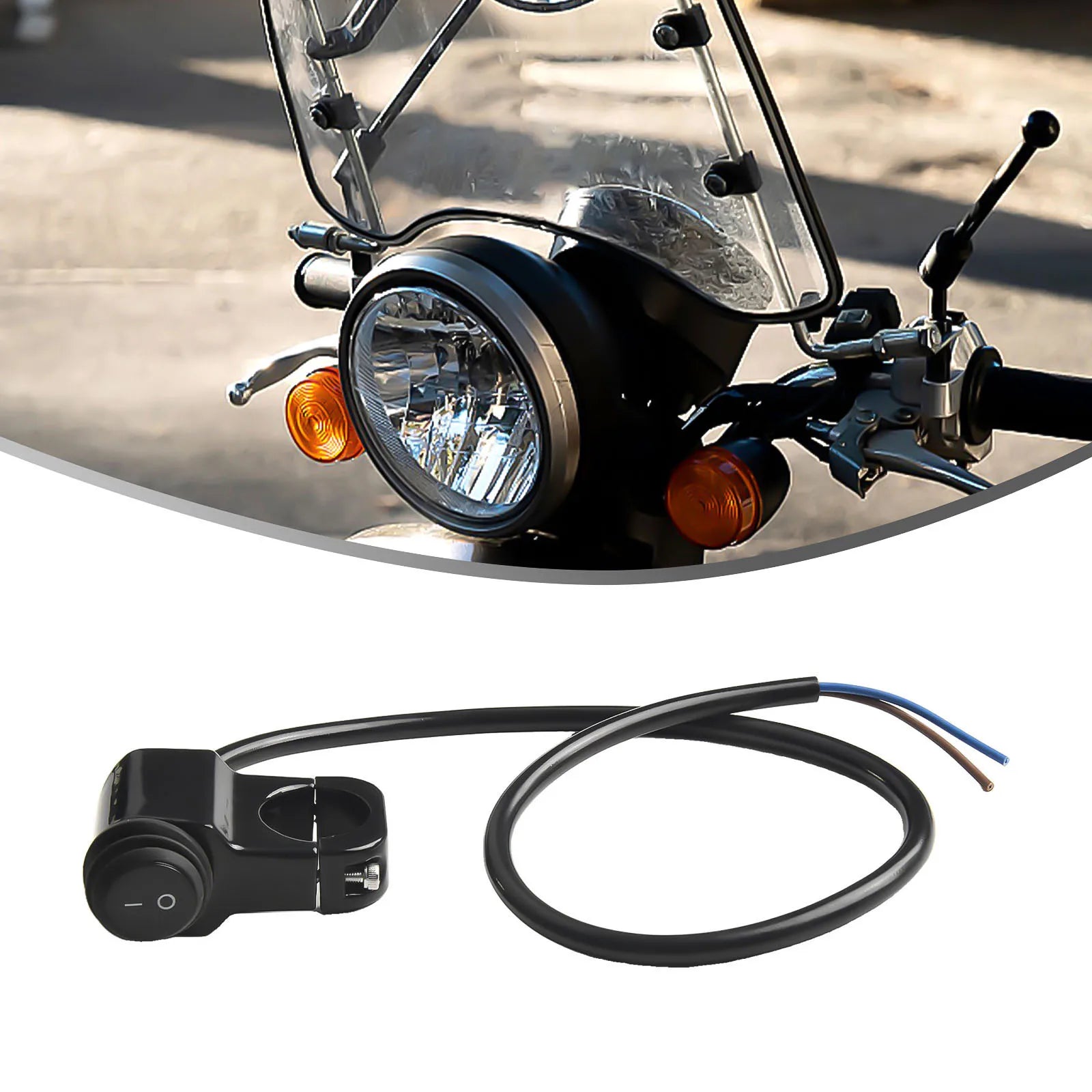 Motorcycle Handlebar Headlight ON/OFF Switch Black/Silver Aluminum Alloy 2-Wire Waterproof Second Gear Switch Motorcycle Parts