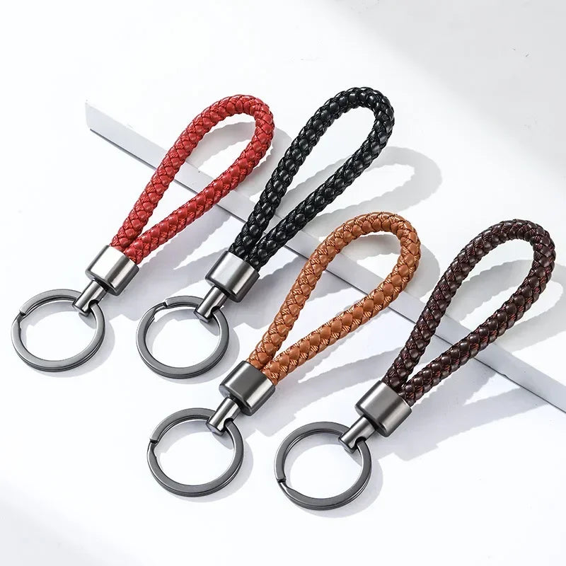 Trend Black Pink Color Braided Rope Car Keychain Fresh Ice Cream Color Key Pendant Sheep Pattern High Ring Leather Rope Amagi