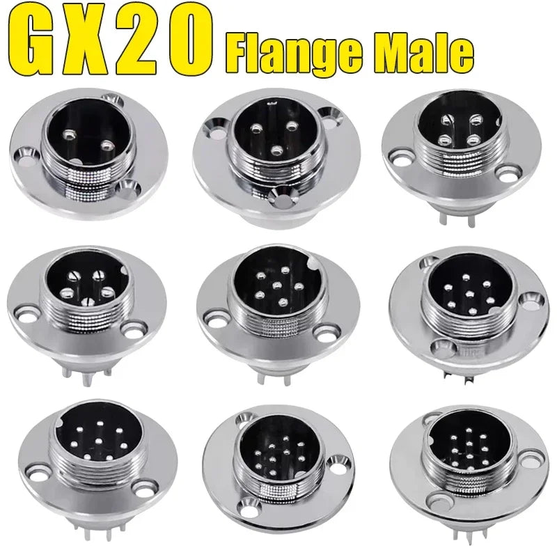 GX12 GX16 GX20 Aviation Connector Plug Socket Set, 2–15 Pin Male Female Circular Docking Connector for Electrical Equipment