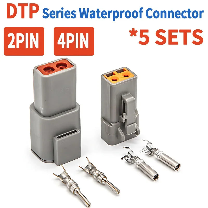 5Sets Deutsch DTP 2 Pin 4 Pin Gray Male Female Waterproof Electrical Auto Connectors Plug DTP06-2S DTP04-2P DTP06-4S DTP04-4P