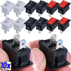 10/5Pcs Push Button Switch 2Pin 6A/250V KCD11-101 Mini Black Red White 21*15mm 2Pin ON/OFF SPST Rocker Switche Motorcycle Switch