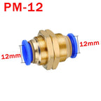 5PCS PM Push to Connect Fittings 4/6/8/10/12mm Bulkhead Union Quick Release Air Connector for 1/8-1/2" Thread Pneumatic Fittings