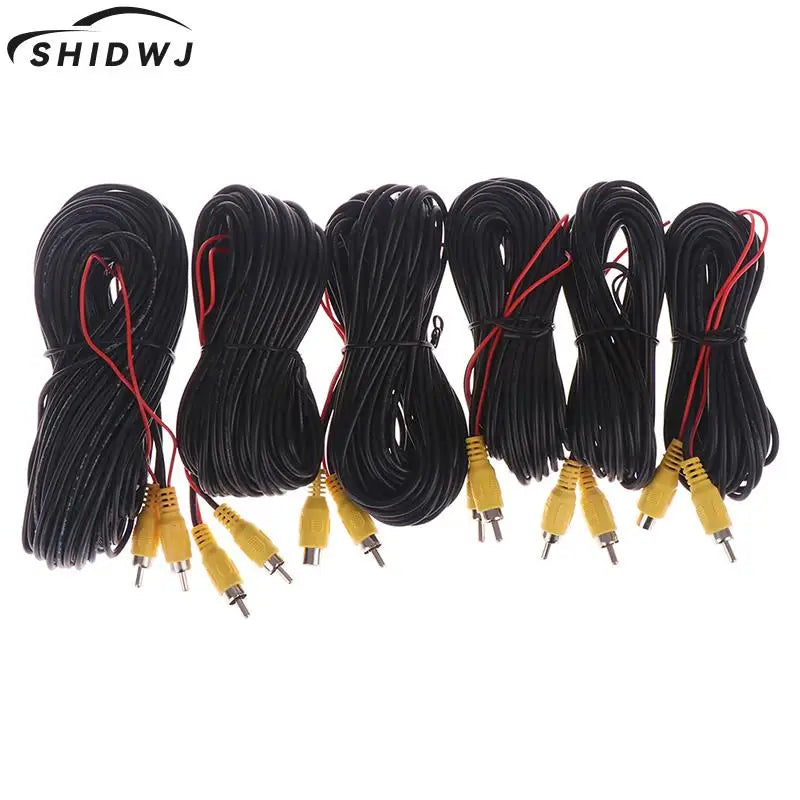 RCA Male Female Car Reverse Rear View Parking Camera Video Extension Cable Cord with Trigger Wire 5 10 15 20 Meters