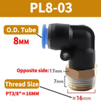 PL Push to Connect Tube Fitting Male Elbow PL4/6/8/10/12mm Tube OD x M5/01/02/03/04 Thread Pneumatic Air Push Fit Lock Fitting