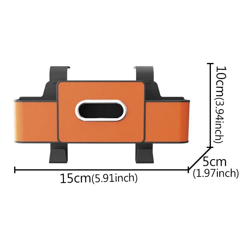 Universal Fit 4-in-1 Car Seat Organizer Tissue Holder Cup Slots Hooks Phone Holder Durable Multi-Functional Storage Box Vehicle