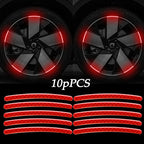 10pcs Car Wheel Hub Reflective Sticker Decorative Strips For Volkswagen Golf 4 5 7 6 Chevrolet Cruze Honda Civic Accord 2023