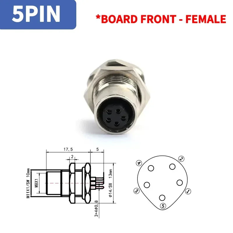 M8 Sensor Connector Panel Back Mount Waterproof Flange Socket Threaded Coupling Male&Female 3Pin 4Pin 5Pin A Type