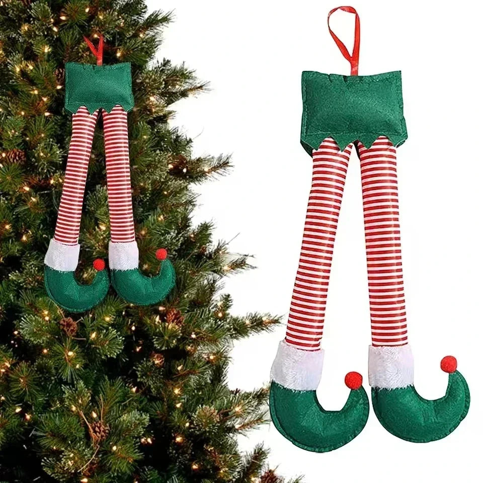 1PC New Year Car Christmas Elf Santa Legs Decoration Christmas Decor for Home Xmas Tree Pendants Ornaments Happy Gifts Amagi