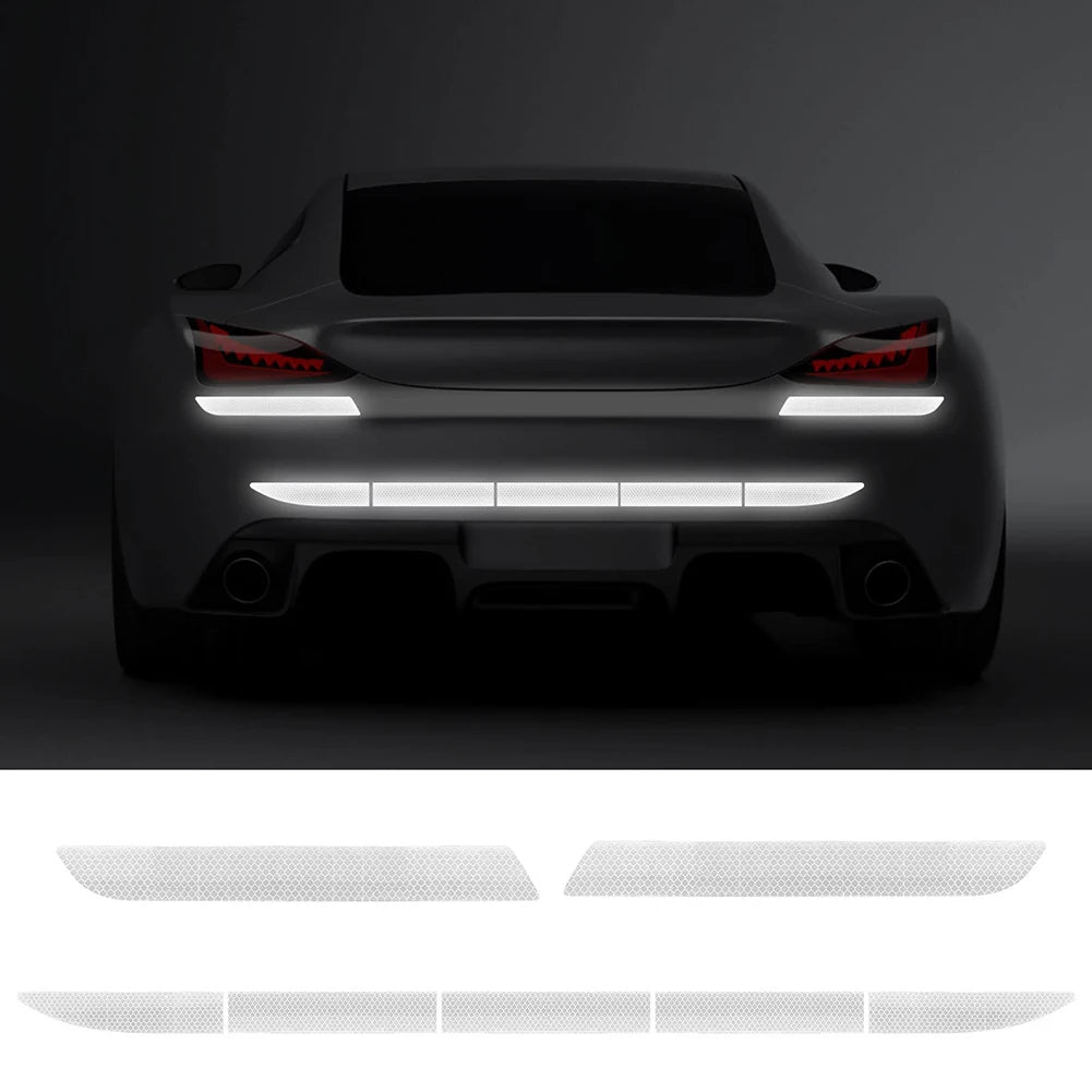 7Pcs Car Reflective Warn Strip Tape Bumper Safety Stickers Car Safety Mark Reflective Strip Car Trim Accessories