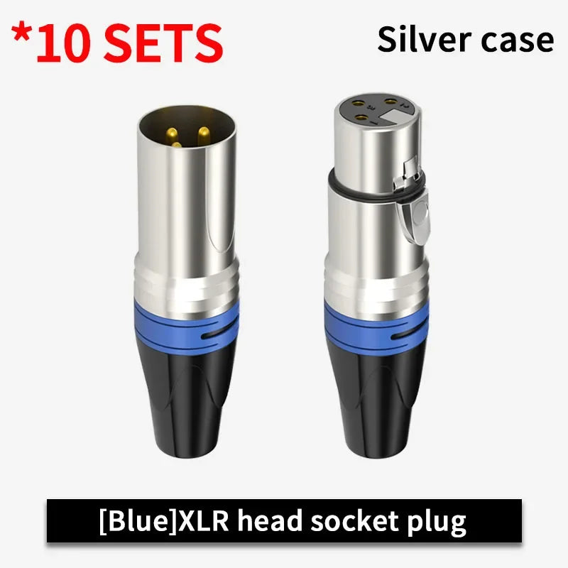 10 Set 3Pin XLR Color Head Pure Copper Pin Male and Female Audio Microphone Connector Canon Welding Plug Socket