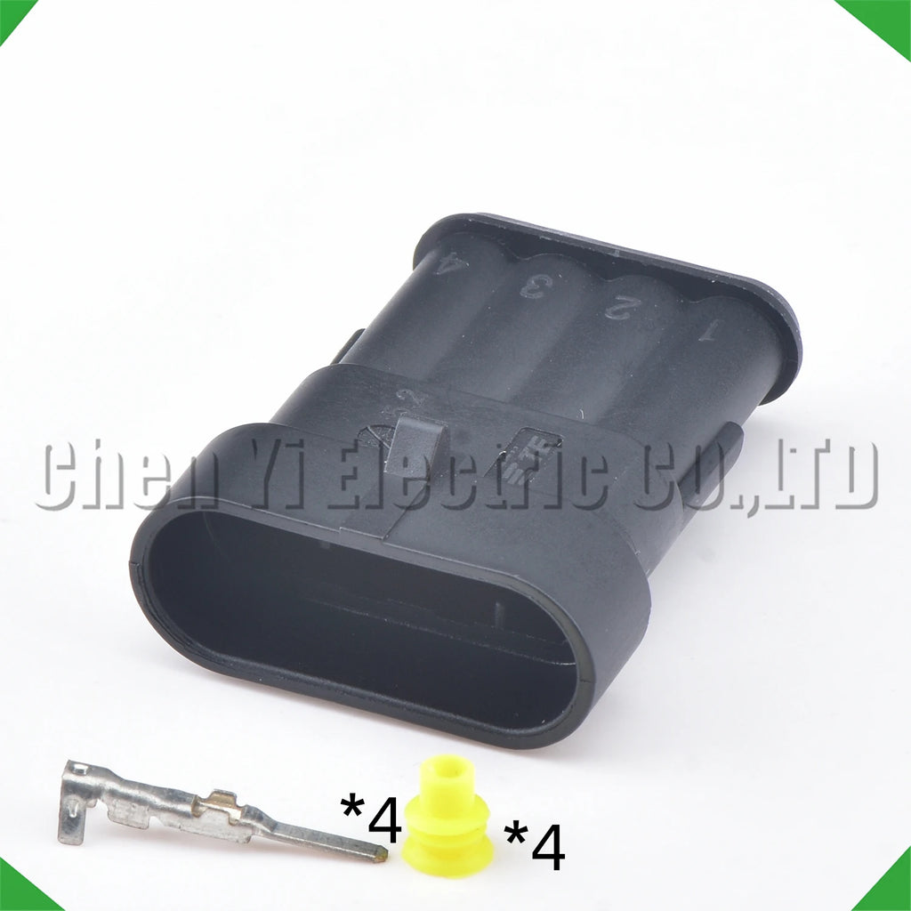 4-Pin Wire Harness female Automotive waterproof connector Black steam harness