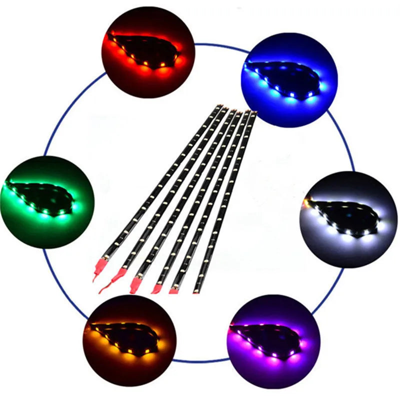 2/6PCS Waterproof DC 12V Motor LED Strip SMD Underbody Decorative strip Light For Car Motorcycle Beautiful Decorative Soft Light