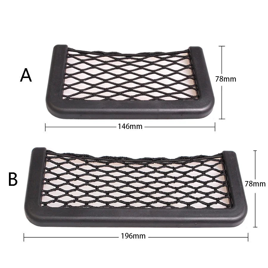 Universal Car Organizer Mesh Storage Bag Auto Paste Net Pocket Card Phone Holder Storage and Organization Car Accessories Amagi