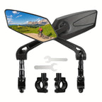 360° Rotating Wide Angle Bicycle Mirror Impact Resistant with Extra Large View Surface Seamless Handlebar Mount Bike amagi
