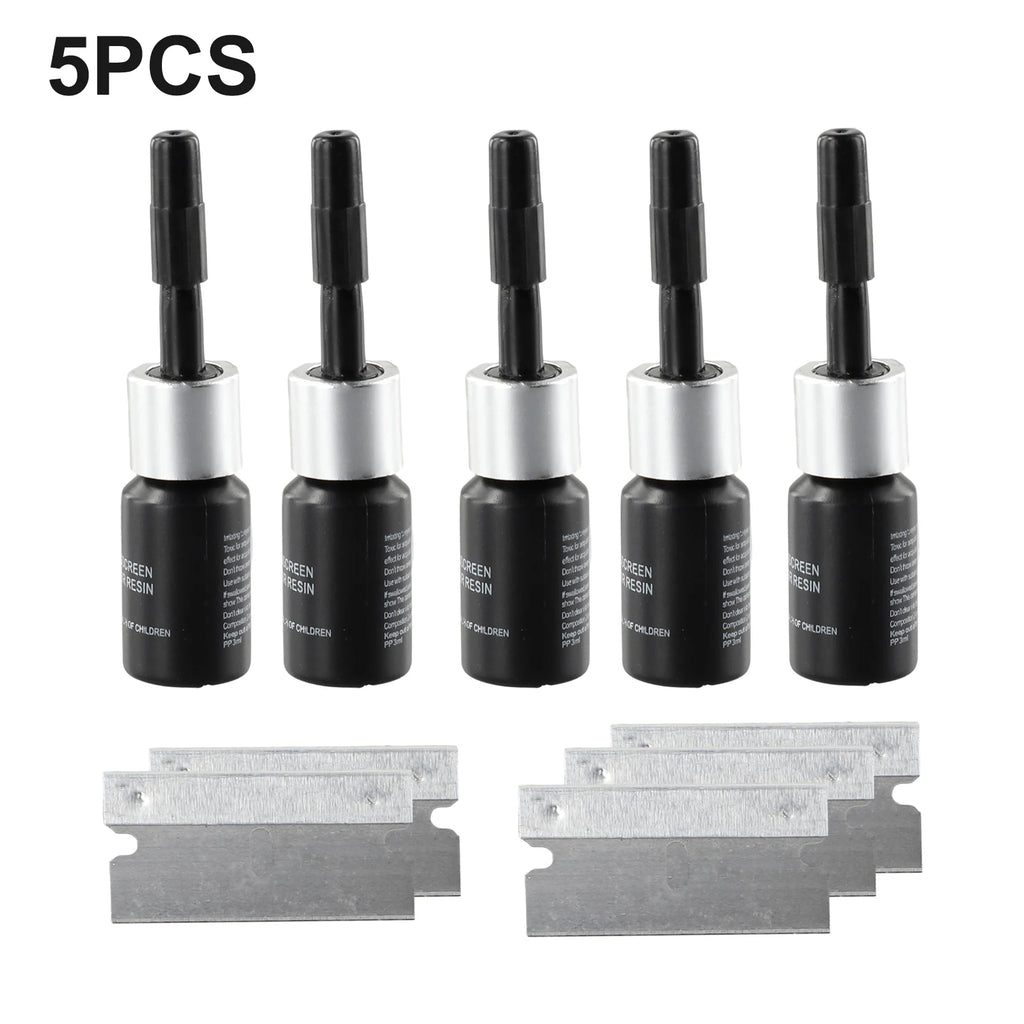 5PCS Automotive Windshield Glass Crack Nano Repair Fluid Car Resin Scratch Crack Restore Fluid Glass Curing Glue Car Accessories