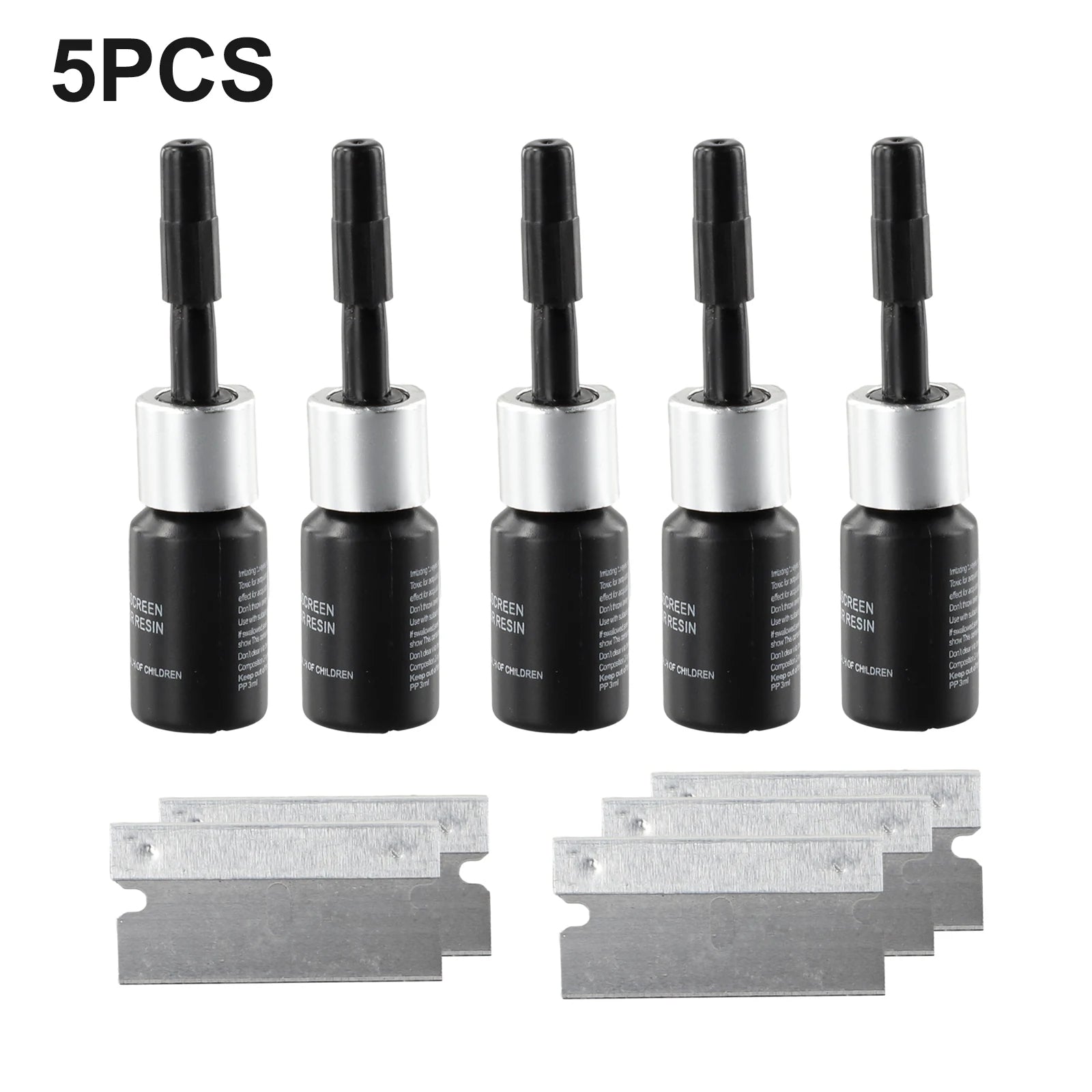 5PCS Automotive Windshield Glass Crack Nano Repair Fluid Car Resin Scratch Crack Restore Fluid Glass Curing Glue Car Accessories