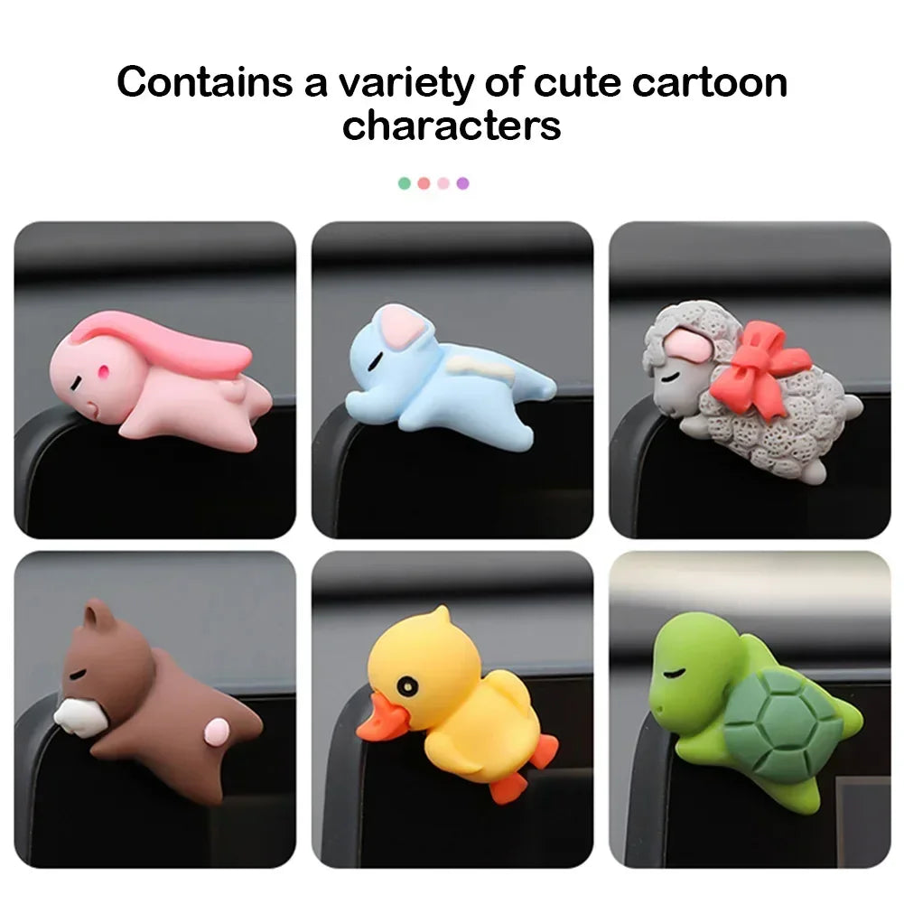 Car Ornaments Mini Sleeping Cute Animals Resin Bear Rabbit Sheep Turtle Resin Decoration Home Office Computer Decor Amagi
