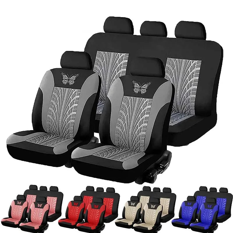 Car Seat Covers Set Universal Fit Most Cars with Butterfly pattern Tire Track Detail Styling Protector covers for the car