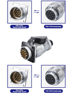P28 Aviation Connector, Square Flange Socket, Male/Female Circular Butt Joint, 2/3/4/5/7/10/12/14/16/19/20/24 Pin, P28K2Q PLS28