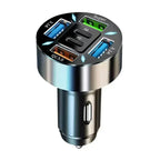 200W Car Charger 6 Ports Fast Charging with Digital Display PD QC3.0 USB C Quick Charging Adapter for IPhone Samsung Xiaomi Amag