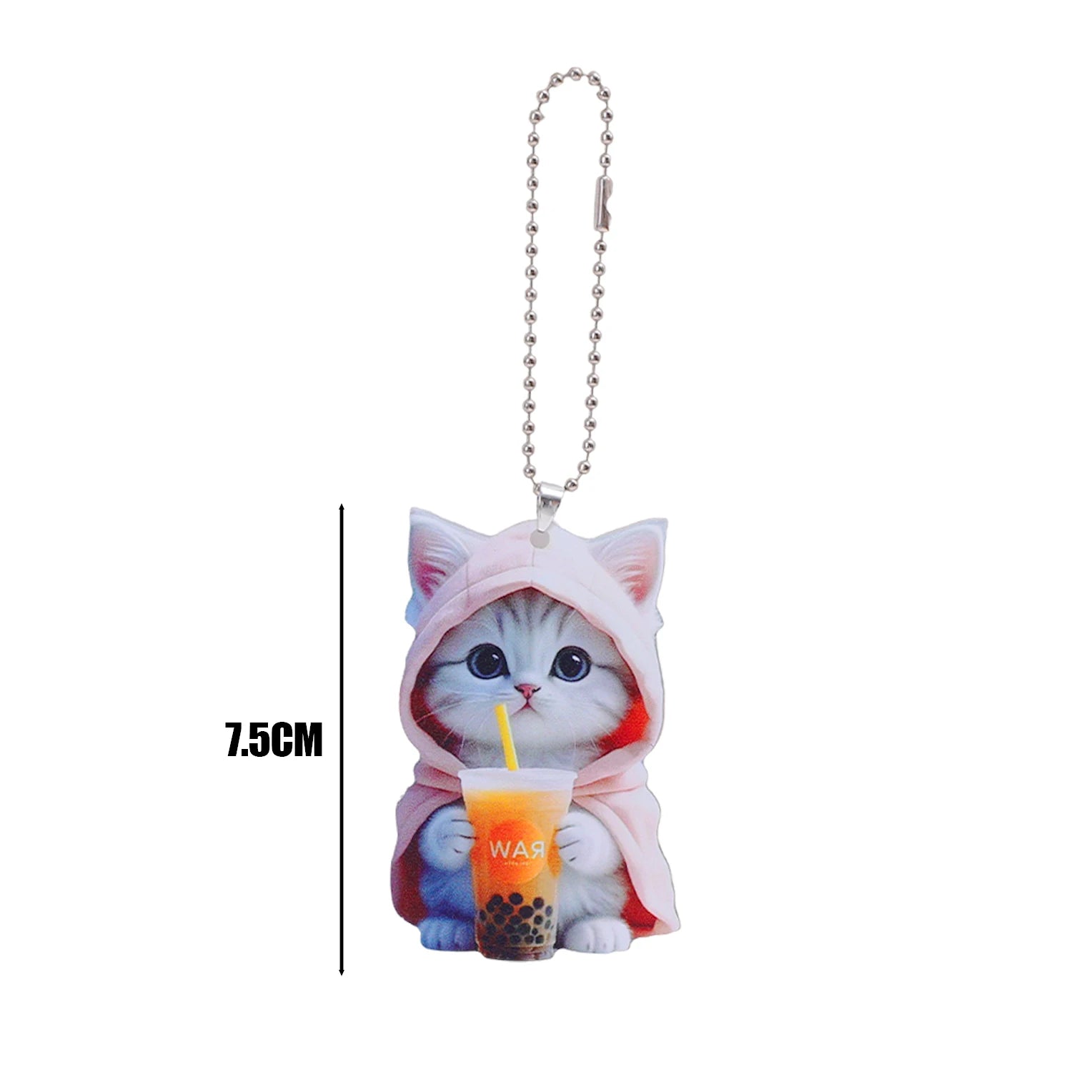 Acrylic Cat Pendant Key Chain 2D Flat Kitten Hanging Keychain Lifelike Kitten Bag Pendent Cartoon Animal Keyring Accessories