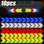 10pcs Car Reflective Arrow Sticker Safety Warning Sticker for Car Bumper Trunk Reflector Hazard Tape Car Styling Luminous Film