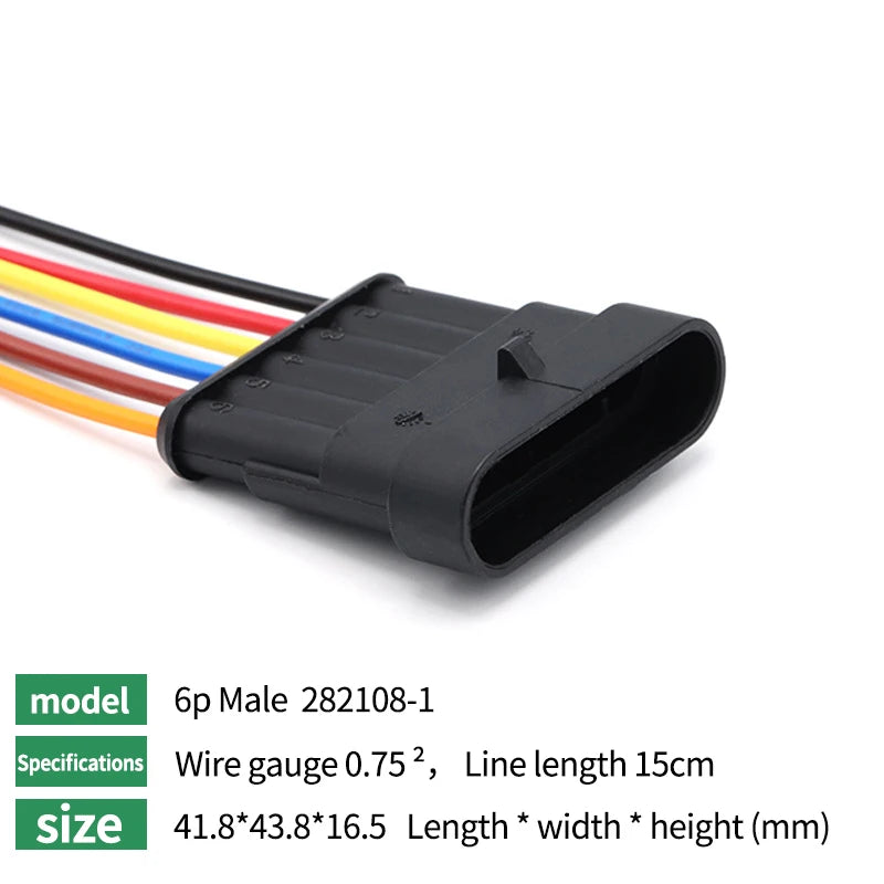 5/20/100Sets AMP Type 1.5 Series Automotive Waterproof Connector Plug Socket HID Male&Female 15CM Wire Harness 1P/2P/3P/4P/5P/6P