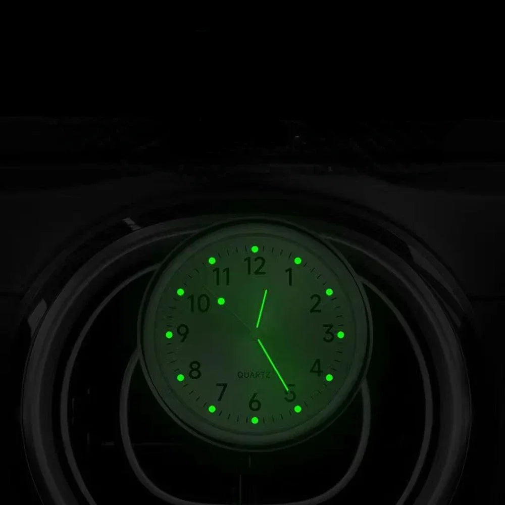Luminous Quartz Analog Car Dashboard Clock - Stick-On, Decorative, Time-Telling, Easy-to-Read, Night-Vision Compact Amagi