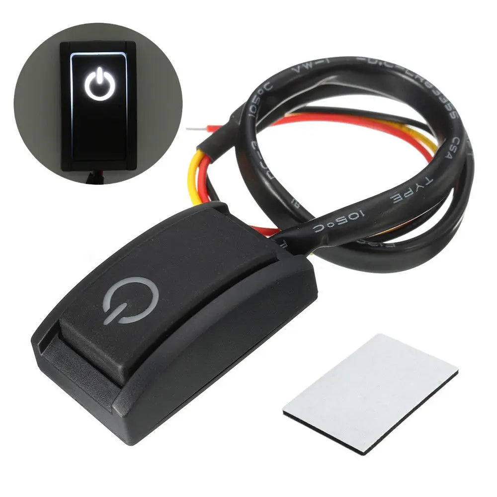 Car Push Button Latching Switch Plastic DC12V 200mA 2.4W LED Light Car Push Button Latching Turn ON/OFF Switch