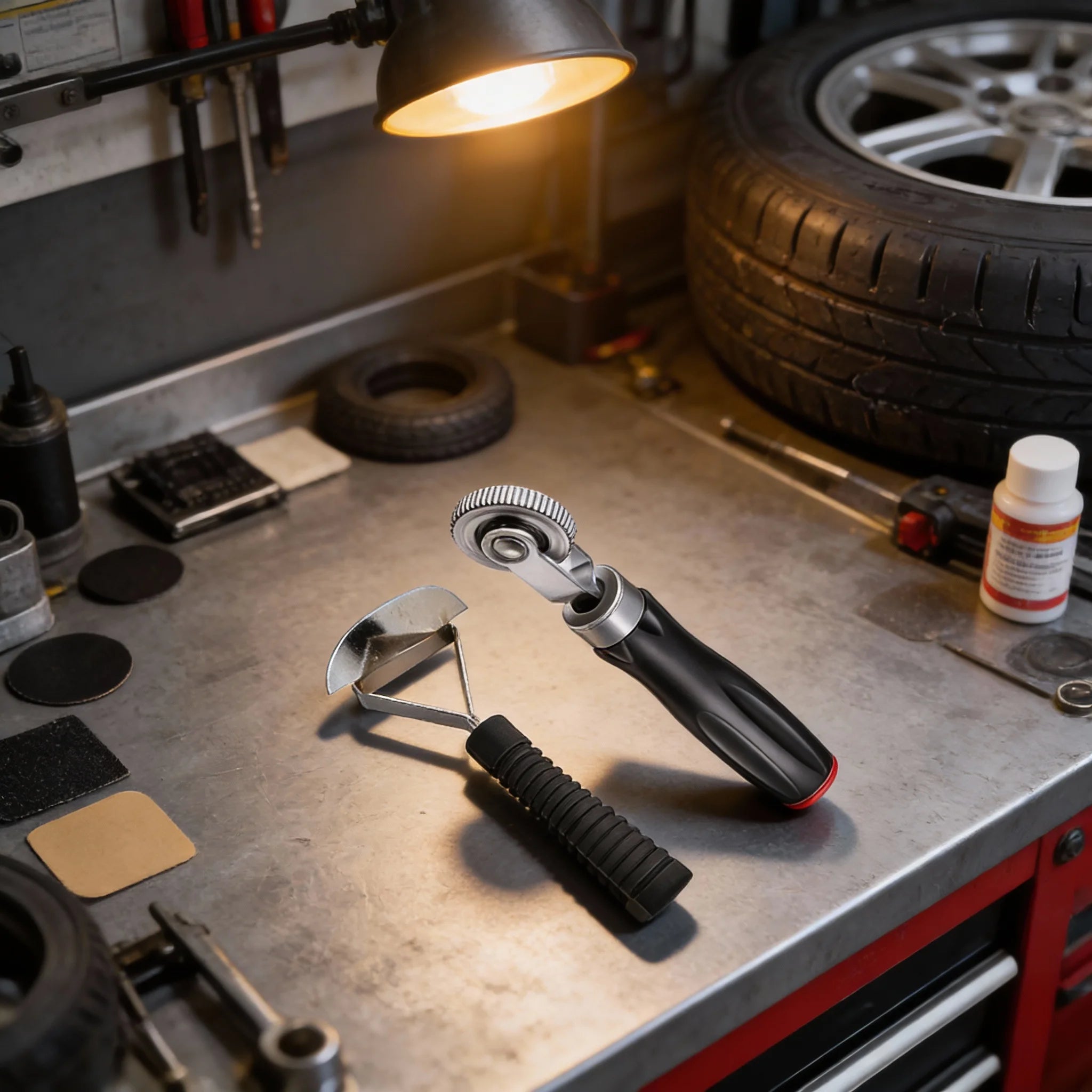 2pcs Car Tire Repair Tool Kit With  Tire Patch Roller Scraper For Patching Grinding And Cleaning Automotive Repair Tools