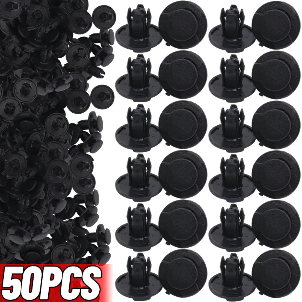 50/10pcs Diameter 8mm Black Plastic Auto Fasteners Rivets Clips Vehicle Car Bumper Door Panel Fender Liner Clips Retainer