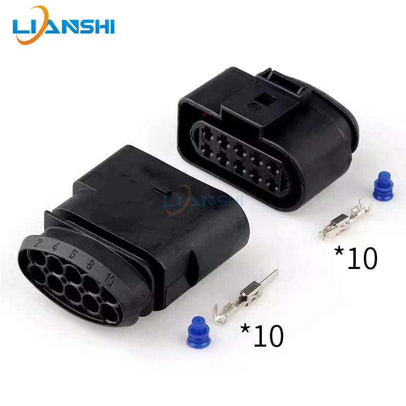 Applicable to Volkswagen halogen headlight 10p plug 1J0973835, male and female 1J0973735, wiring harness DJ7105A-3.5-11/21