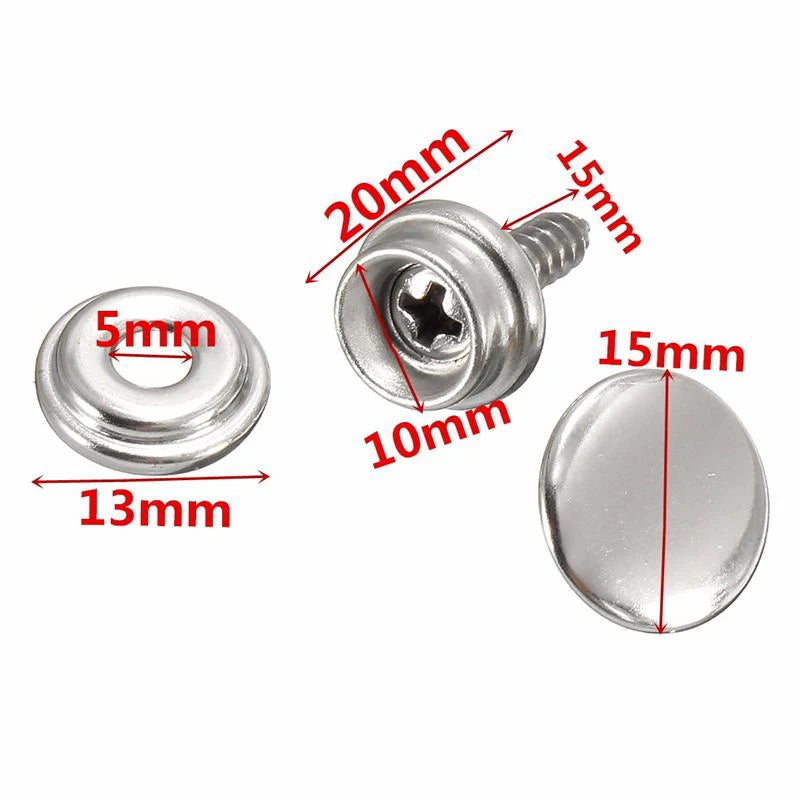 30 Pcs Snap Fastener Stainless Canvas Screw Kit For Tent Boat Marine Boat Canvas Cover Tools Car Canopy Accessories