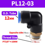 PL Push to Connect Tube Fitting Male Elbow PL4/6/8/10/12mm Tube OD x M5/01/02/03/04 Thread Pneumatic Air Push Fit Lock Fitting