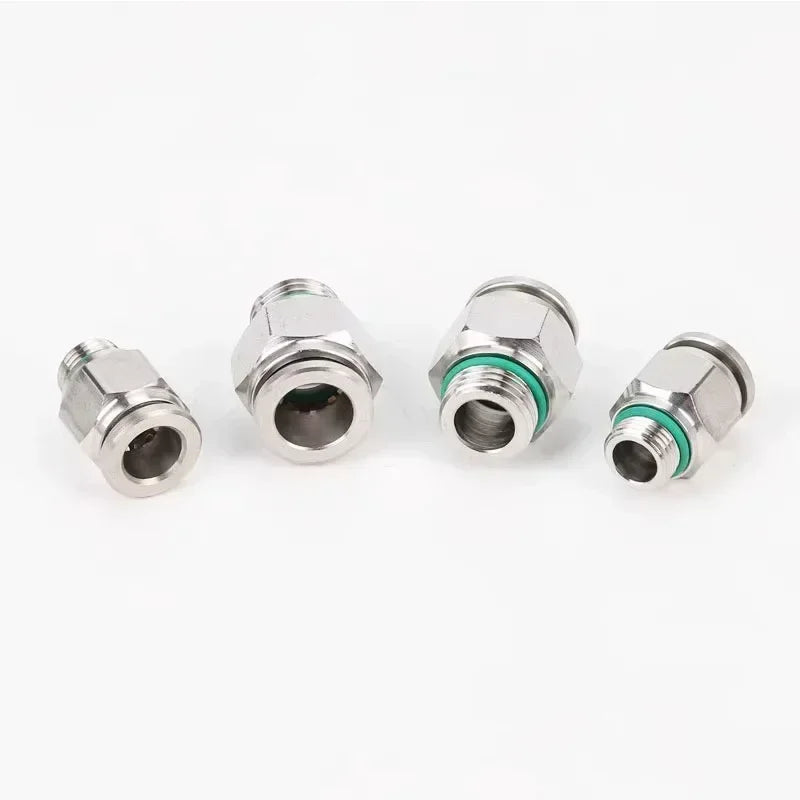 Stainless Steel PC-G Pneumatic Push-In Fitting, Straight Male G Thread Air Tube Connector for Air Compressor & Pneumatic Systems