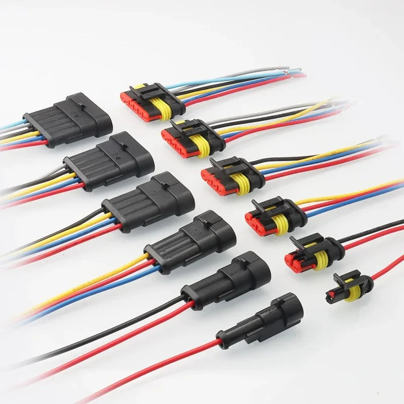 5/20/100 Sets HID 1/2/3/4/5/6 Pin Waterproof Auto Connector Kit with 15CM 18AWG Wire for Car/Truck Harness Wiring