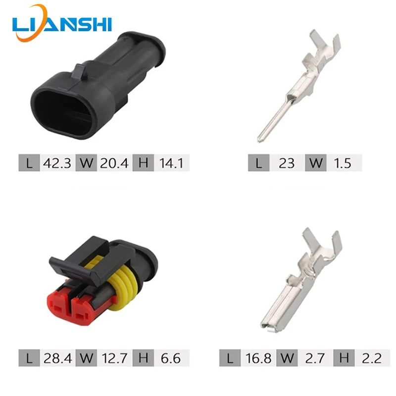 5set 282104-1 282080-1 Automotive waterproof connector 2p AMP connector DJ7021-1.5-11/21