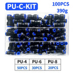 Boxed 23/60/80/100 PCS PU Kit Air Straight Pneumatic Fittings PU Water Pipes Quick Release Connector PU4 PU6 PU8 PU14 4/6/8/10MM