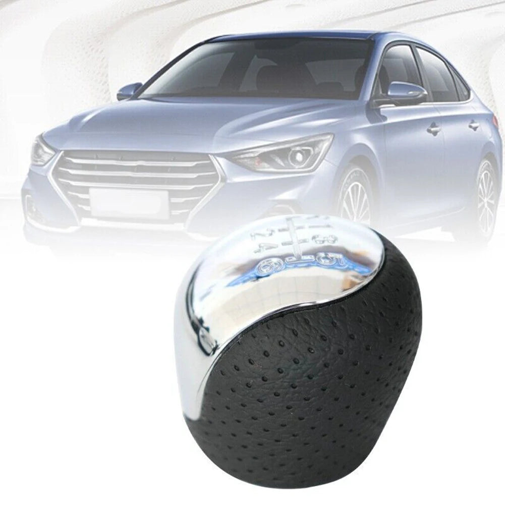 Perforated Leather Gear Knob Chrome 6-Speed For Hyundai I30 IX35 Car Gear Shift Knob Lever Shifter Stick Handball