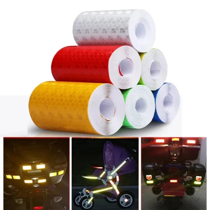 Car Reflective Tape Safety Warning Car Decor Sticker Reflector Anti-collision Strip Protective Tape Strip Film Auto Moto Sticker