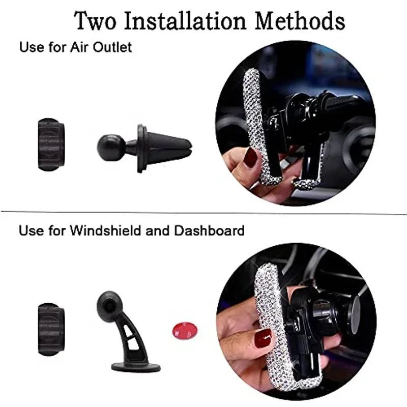 Car Phone Holder Women Diamond Crystal Car Air Vent Mount Clip Mobile Phone Holder Stand in Car Bracket Interior Amagi