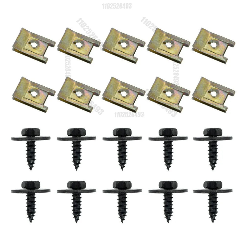 60pc U-Shape Metal Nut/Screw Washers for BMW E46 E92 E90 F10 Car Fender Bumper Cross Head Screws Engine Guard Clip Chassis Sheet